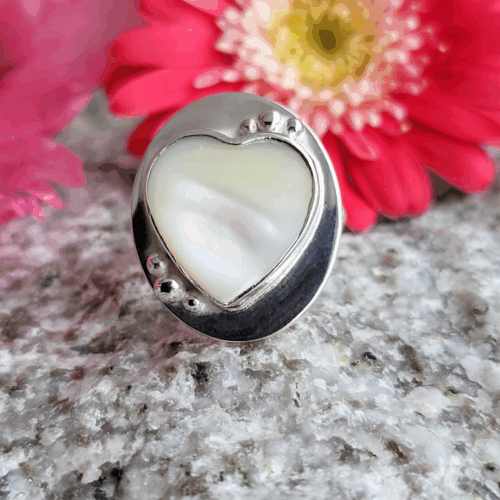 Fancy Mother of Pearl Heart Ring
